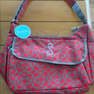 Initials Inc Red Lotus Handbag With S Initial